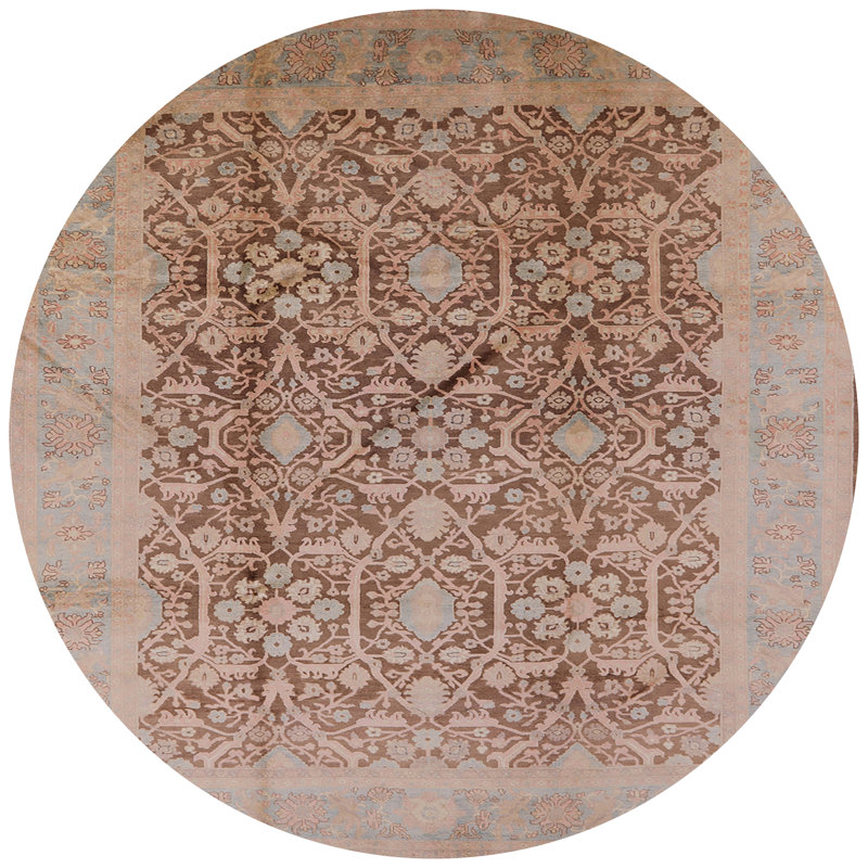 Tapis oriental brun / bleu, Rond 6 pi