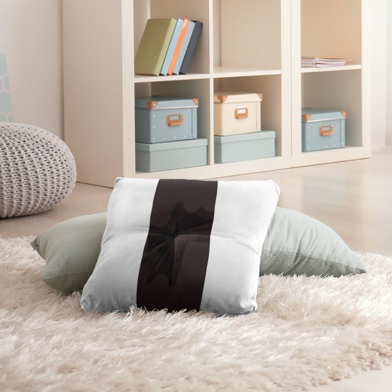  Coussin de sol touffeté, 26 po x 26 po, Blanc / Brun