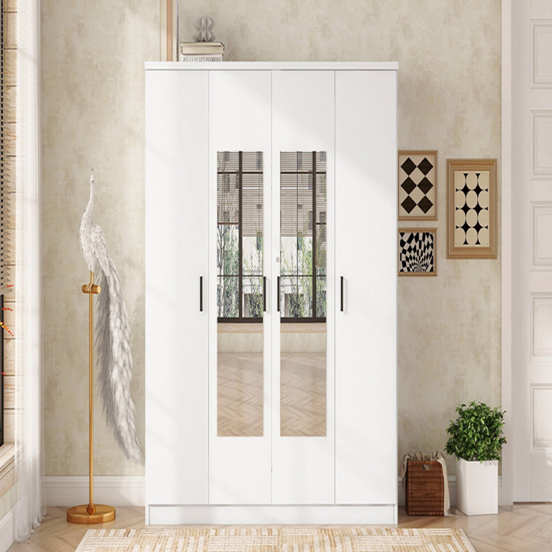 Armoire à miroir 4 portes avec tablettes, Gris