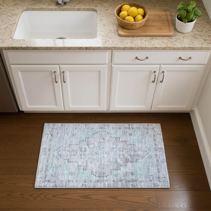 Premium Machine Washable Tara AMF1918 Border Rug, Rectangle 1'8" x 2'6"