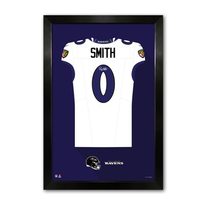 Chandail encadré NFL-PA des Ravens de Baltimore, Roquan Smith, numéro 0, blanc, 35,5 x 51 cm (14 x 20 pouces).