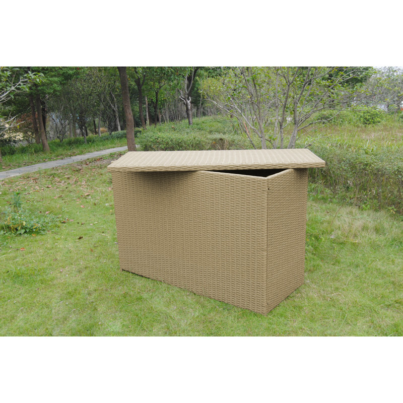 Dakota Fields Odelie W Water Resistant Wicker Deck Box, Latte