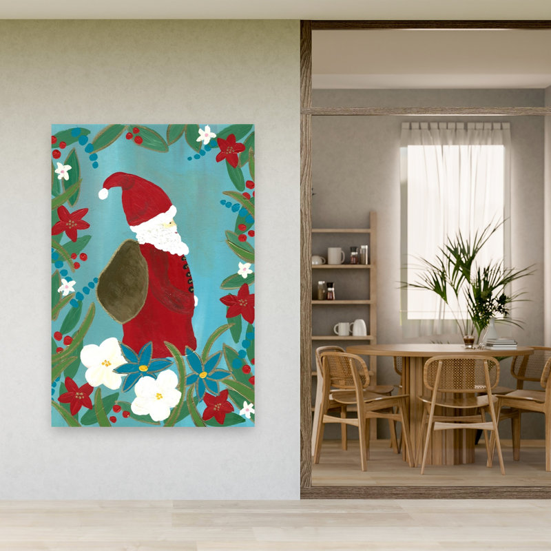 «Whimsical Christmas Santa», impression d'art mural abstrait fantaisiste traditionnel, H 60 po x l 40 po