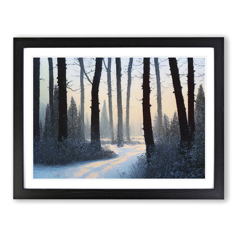 Compelling Winter Forest - Single Picture Frame Print, 46cm H x 64cm W x 2cm D, Black