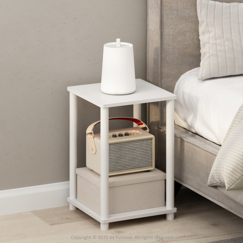 Table de chevet, blanche et blanche, Blanc / blanc