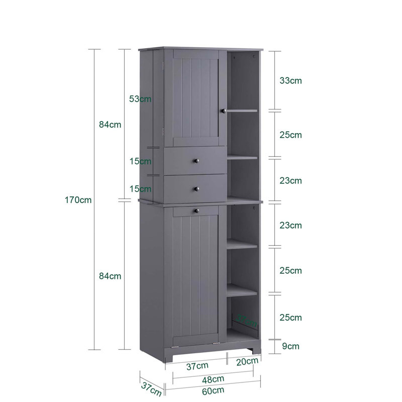 Compact Bathroom Cabinet Linen Cabinet, Grey