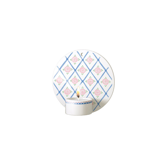 Dora Tealight Holder, Blue Face, 5.1", Blue Harlequin