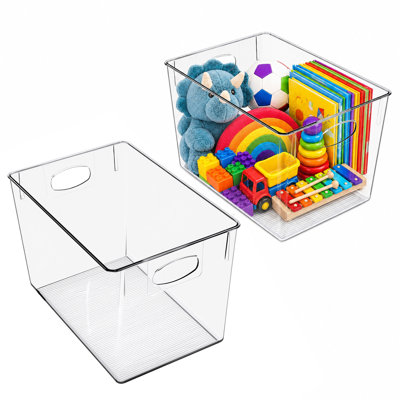 Sorbus Clear Storage Bins, 2 Pack Large Plastic Organizer Bins with Handles, Deep Storage Containers for Pantry, Cabinet, Closet, Bathroom & Laundry R