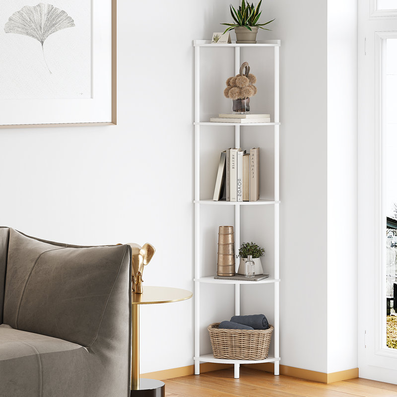 Swade 64.9" H x 12.2" W Corner Bookcase, White