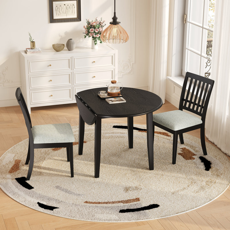 Ensembles de table de salle à manger noirs peu encombrants avec finition en bois, conception moderne pour les petites cuisines