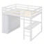 Lit mezzanine double en bois avec garde-robe intégrée, bureau, tablettes de rangement et tiroirs-422606635