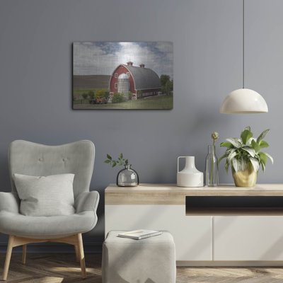  «Truck And Palouse Barn» par David Drost, art mural en métal, 24 po x 16 po