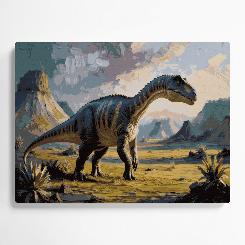 «Dinosaur Saltasaurus», art mural en métal noir, H 11 po x l 14 po