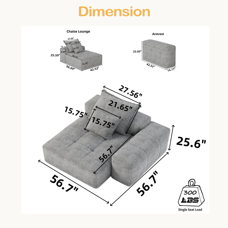 Canapé modulaire surdimensionné Modern, Noir
