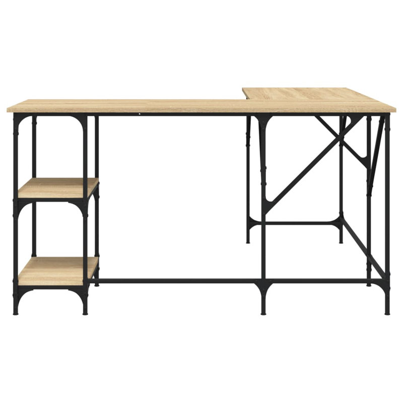 Aadvika L-Shaped Metal Base Writing Desk, Sonoma Oak