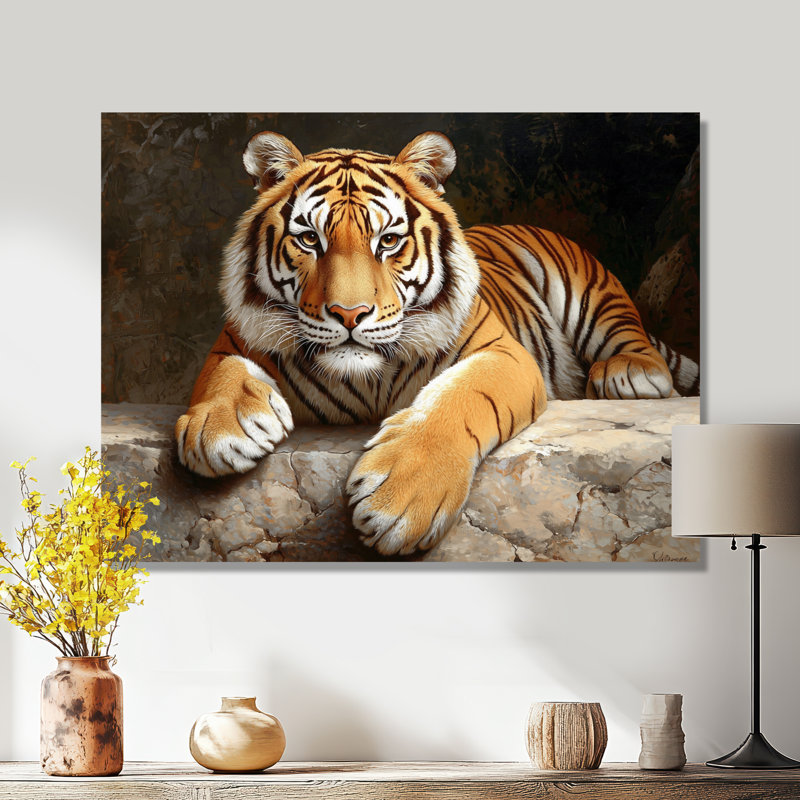 Portrait de tigre minimal - animaux, impression murale en métal, impression sur tigre, H 12 po x l 20 po
