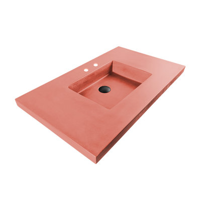 Newterra Concrete Handmade Rectangular Console Bathroom Sink