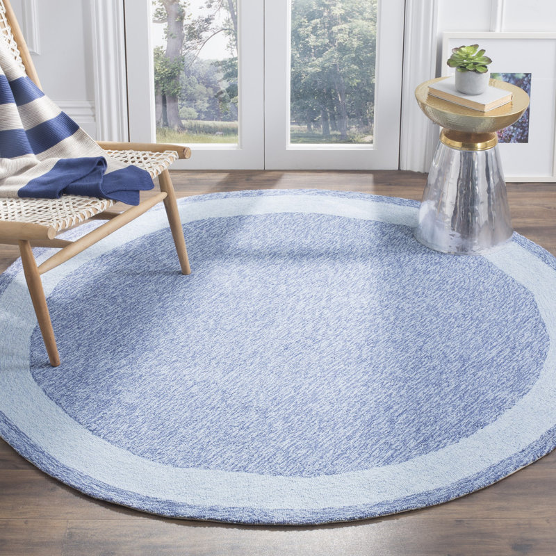 Liadan Handmade Looped Blue Area Rug, Round 6'