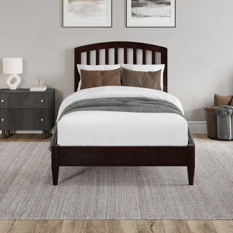 Lit plateforme en bois massif Audriel, Simple TG, Espresso