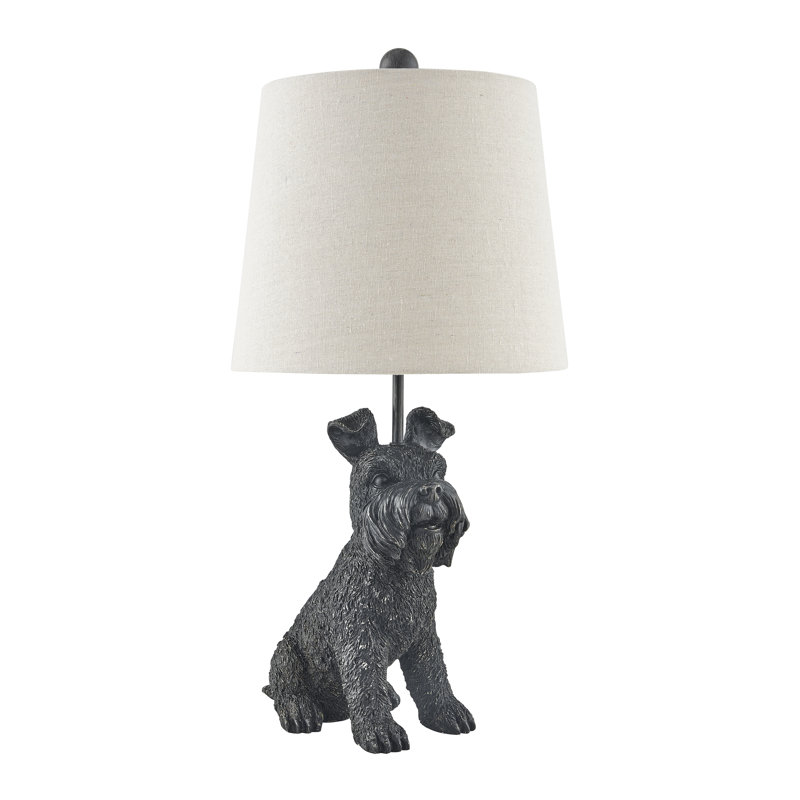 Lampe de table en résine noire 23,5 "avec abat-jour Schnauzer, Noir, Beige