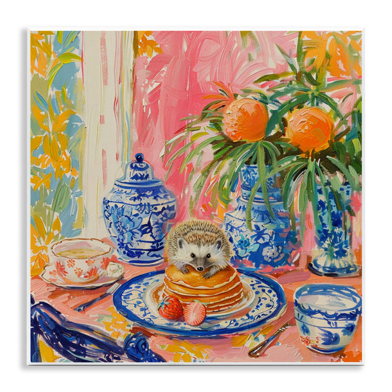  Pancakes Stack & Hedgehog Wall Plaque Art by LSR Design Studio