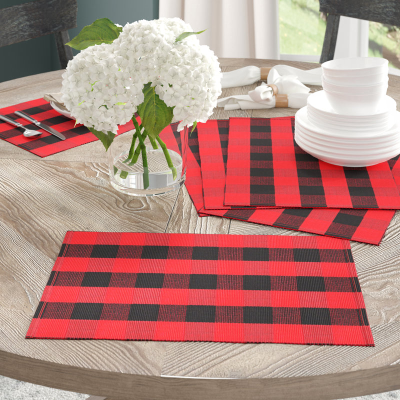 Napperon en coton 19 po Lurenda, Rouge / noir