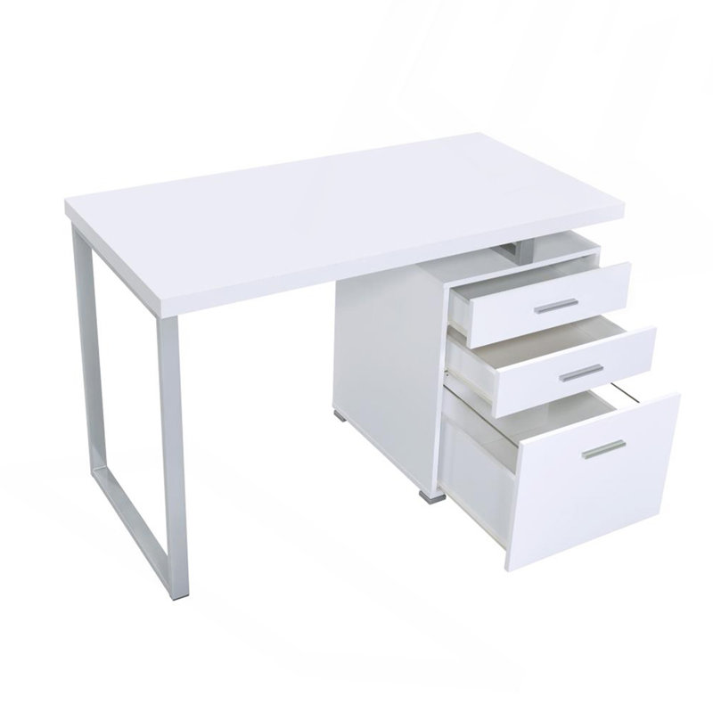 Bureau d'écriture avec 3 tiroirs en blanc