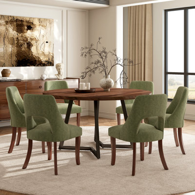Ensemble de table de salle à manger ronde avec chaises rembourrées à dossier découpé, mobilier de salle à manger moderne