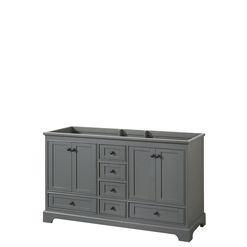 Base de meuble-lavabo double 59,25 po Deborah, Gris foncé / noir mat