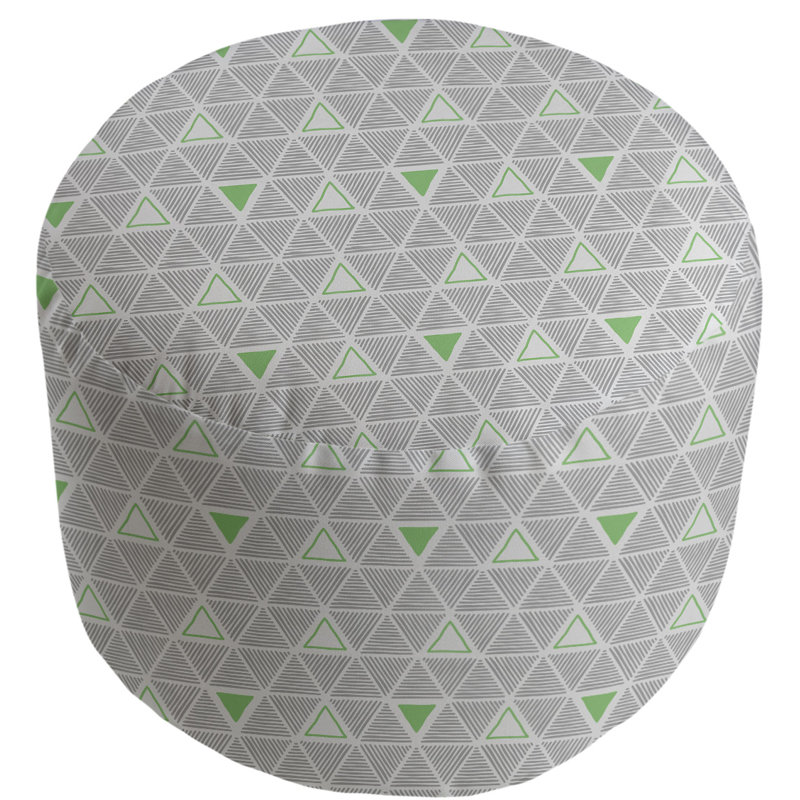 Upholstered Pouf, Green Accent