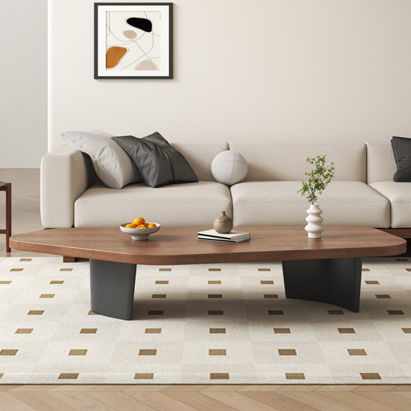 Table à thé créative en bois massif, Brun, Noir, noir, noir, noir, H 16,54 po x L 55,12 po x l 27,56 po
