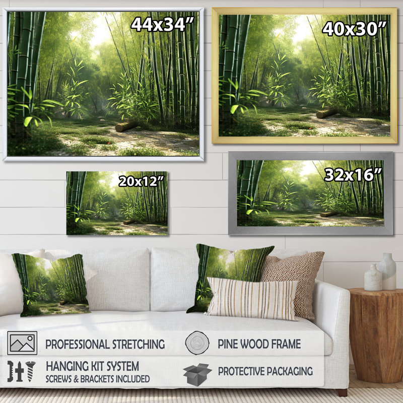 «Dynamic Light Bamboo Grove I», reproduction sur toile_106667, H 12 po x l 20 po x P 1 po, Toile tendue