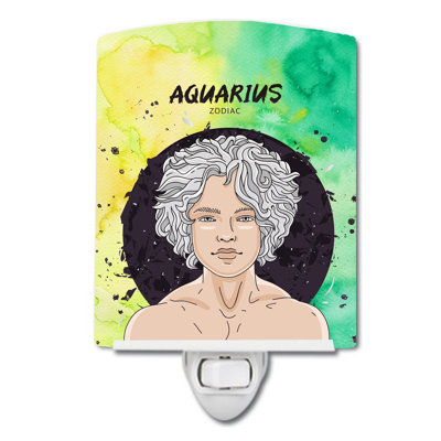 Éclairage de nuit en céramique zodiac Aquarius