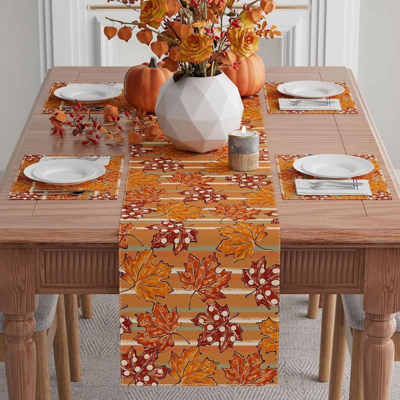 Fall Rustic Maple Leaves Table Runner Table Decoration For Kitchen Dining Dinner Autumn Home Decor 13X72 Inch