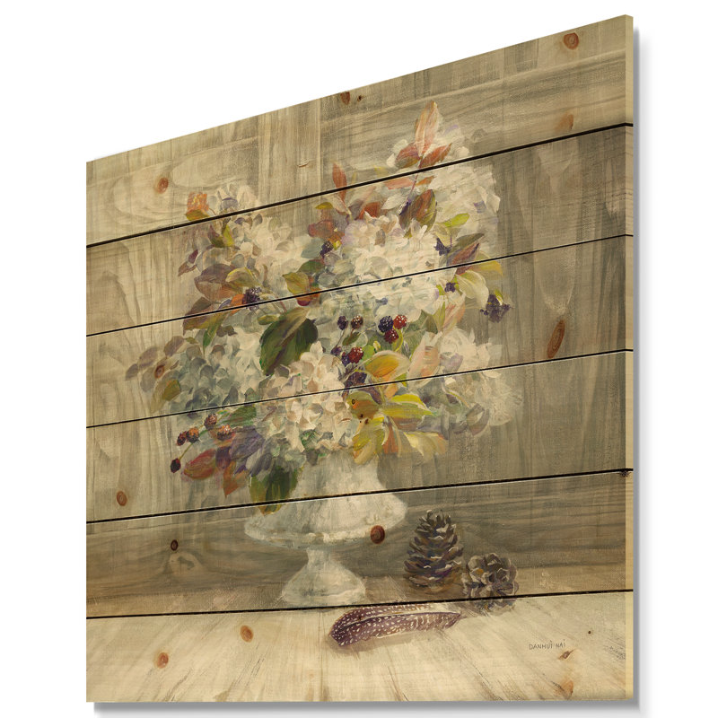 « rustique fleurs », reproduction d’art sur bois, H 30 po x l 30 po x P 1,5 po
