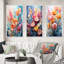"Collage de fougères multicolores VI", 3 pièces sur toile-1566488325-1566488324
