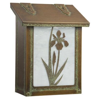 Boîte aux lettres murale traditionnelle avec fleur d'iris-AF-6021-WW