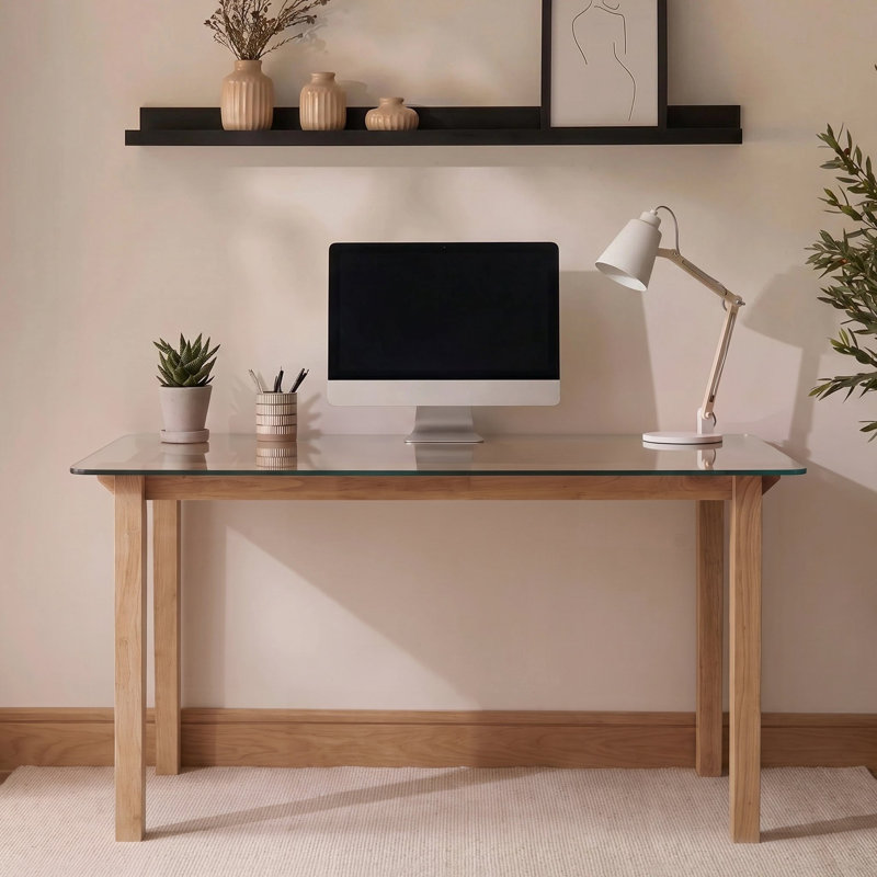 Computer Desk, Clear Glass Top