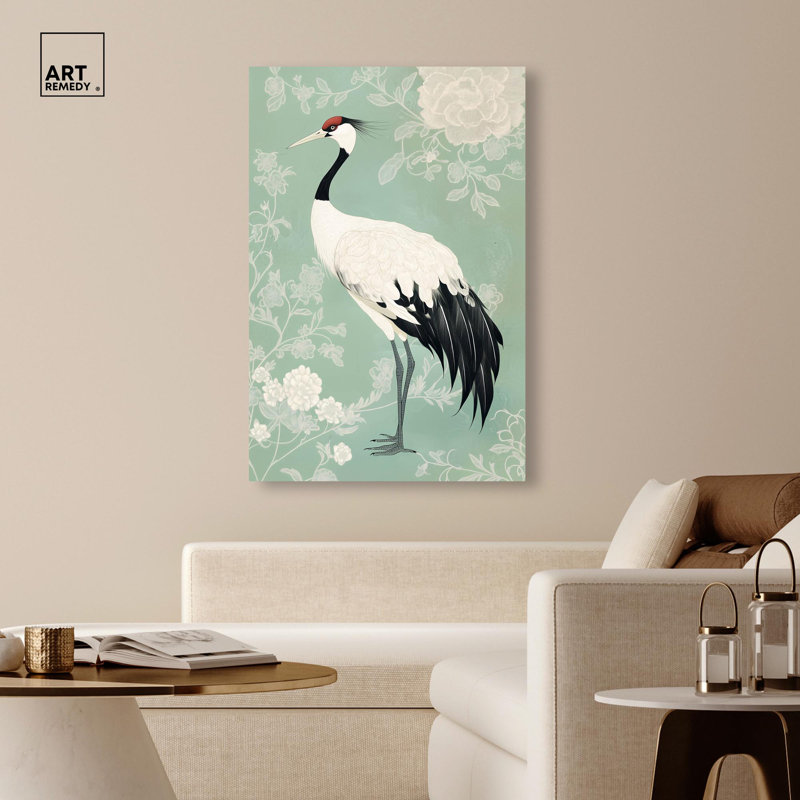 «Gentle Crane», reproduction d'art sur toile par Glam Art Remedy, H 54 po x l 36 po, Toile tendue avec châssis