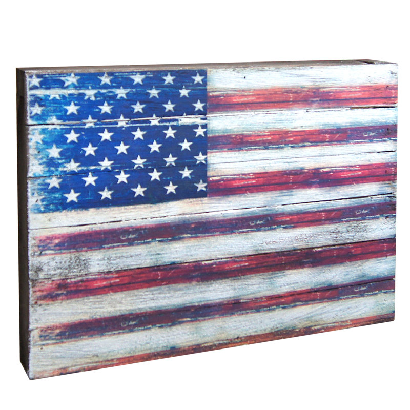 Drapeau des États-Unis d'Amérique, décoration murale en bois rustique, H 9 po x l 12 po x P 1,5 po