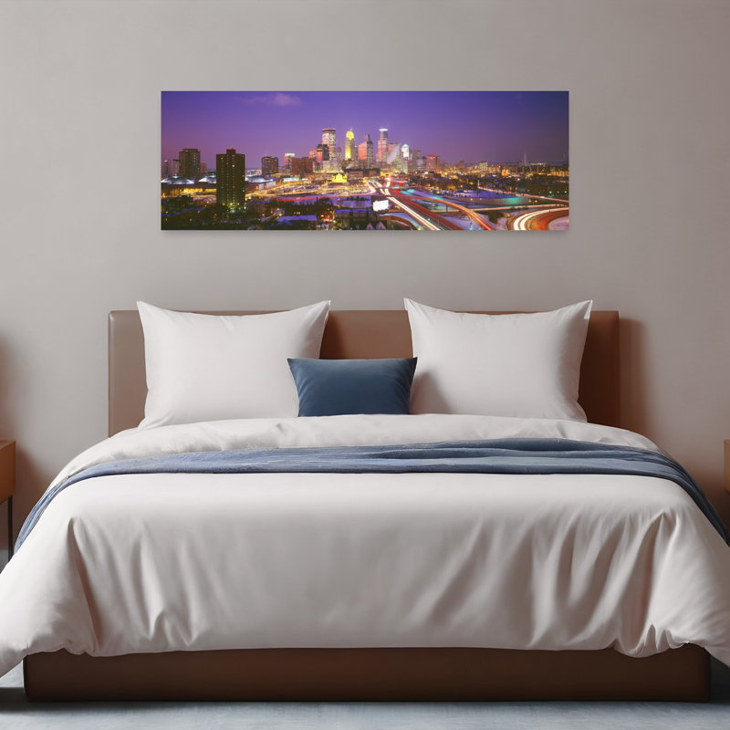 Twilight Minneapolis MN USA by Blakeway Worldwide - Wrapped Canvas Panoramic Print, 40.64 cm H x 121.92 cm W