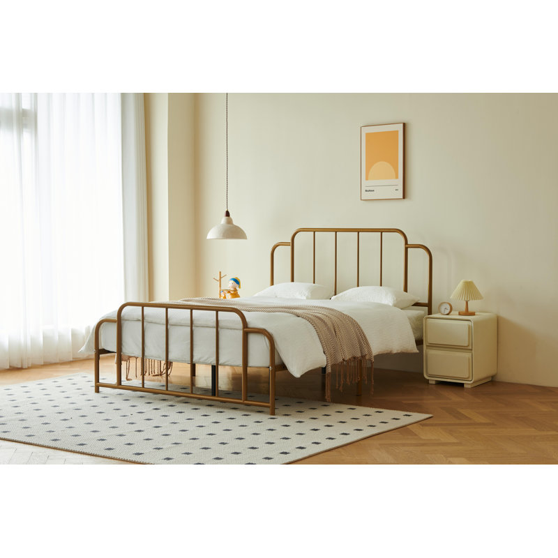 Gurtha Metal Platform Bed, Gold, Queen