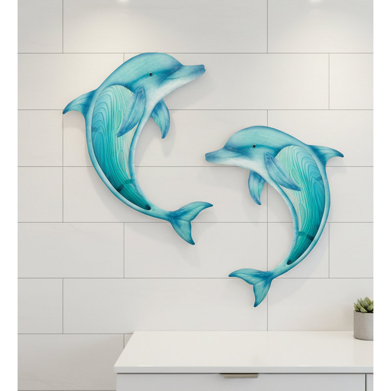 Swimming Dolphin Wall Decor Set/2