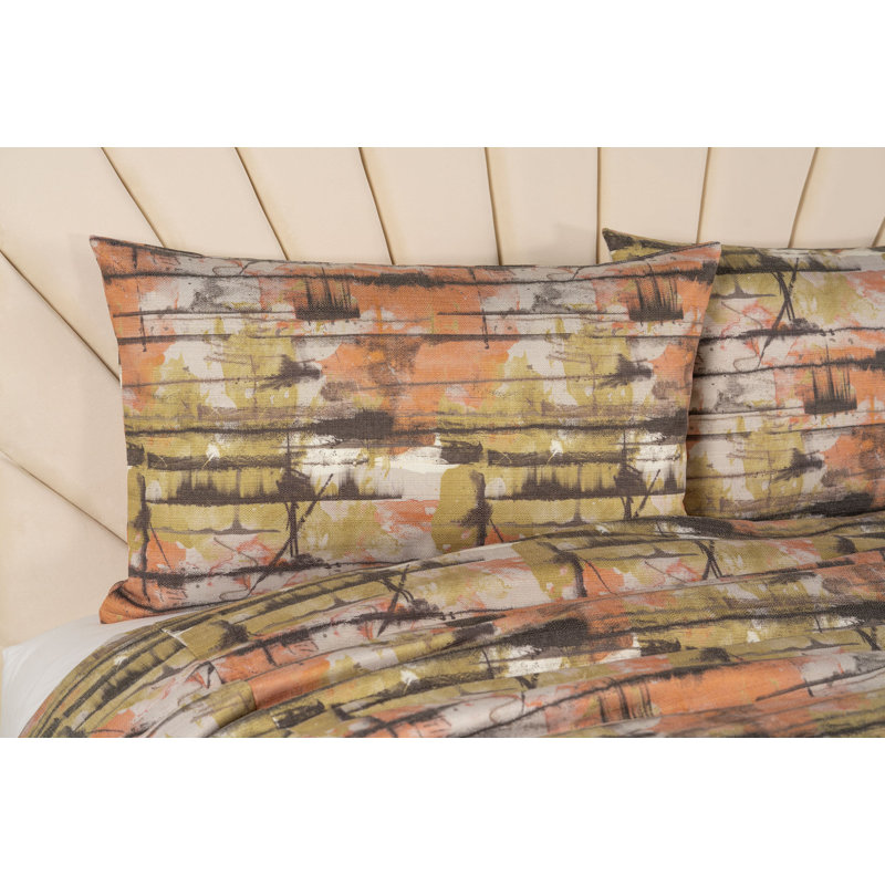 Literie Graffiti, Housse de couette double et 2 taies décoratives s, Melon