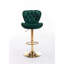 Ensemble de 2 tabourets de bar, avec repose-pieds chromé et base pivotante à hauteur réglable en velours mécanique + tabouret de bar simple Golden Leg - vert-117042366-117042365