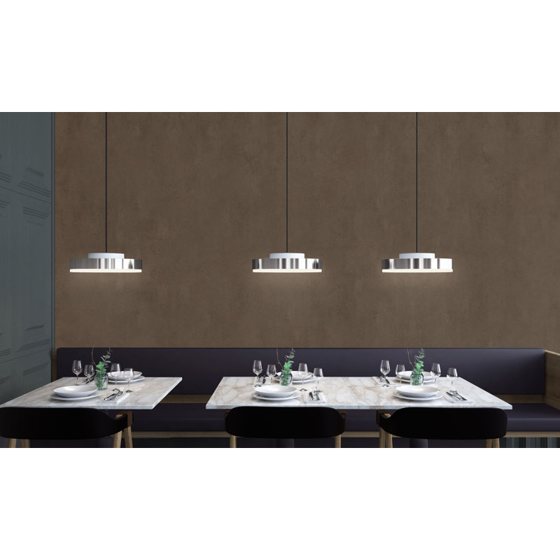 Discus Suspension Lamp, Polished Nickel, Matt White Lacquered