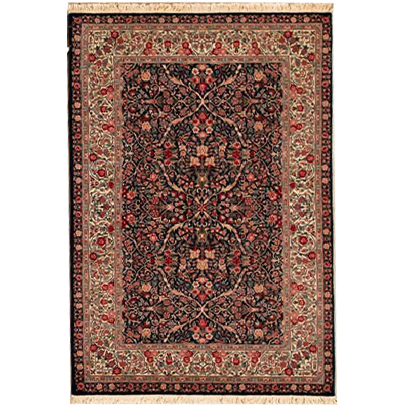 Tapis bleu marine noué à la main de haute qualité