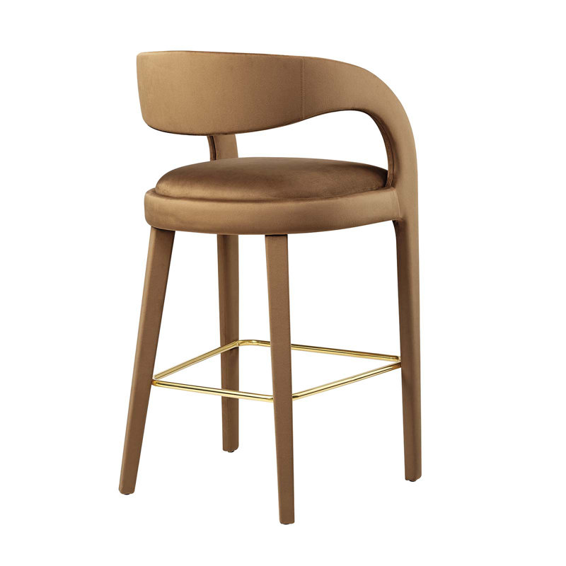 Modway Pinnacle Upholstered Stool, Gold, Brown, Bar Stool (30" Seat Height)