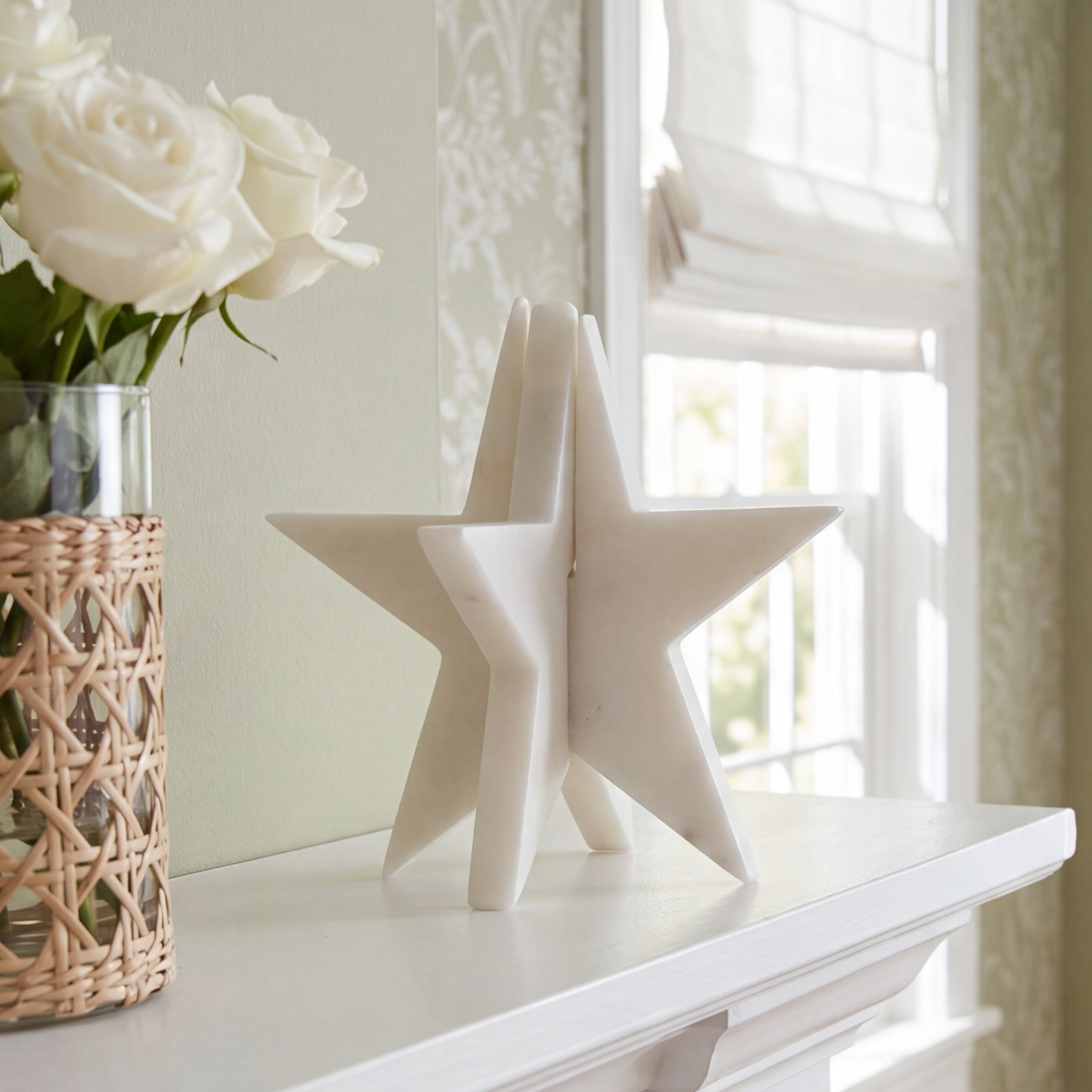 Interlocking Marble Star Holiday Accent