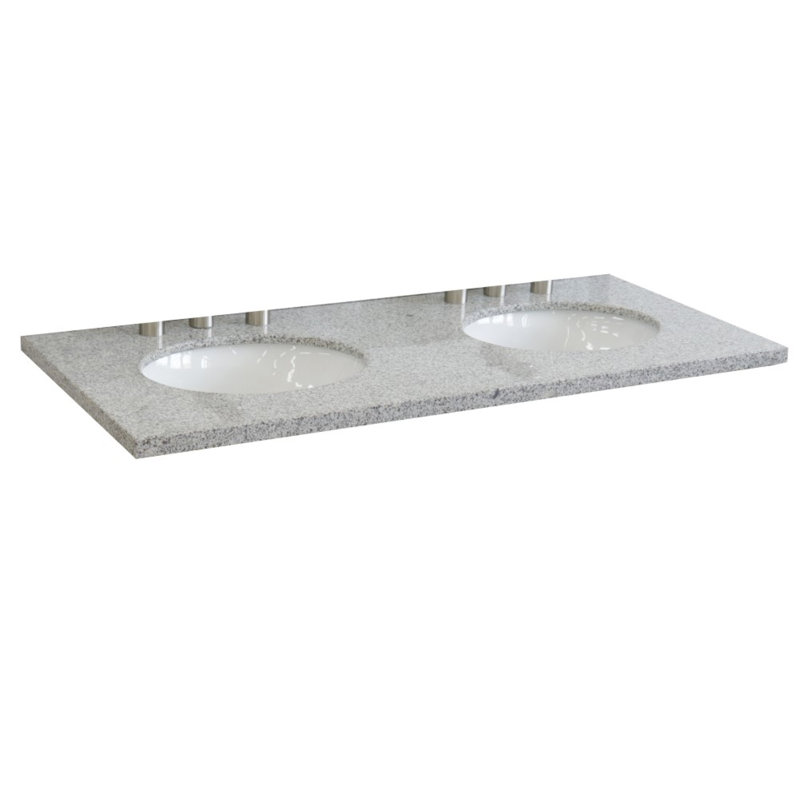 Plateau de meuble-lavabo double 49 po avec lavabo, Gris